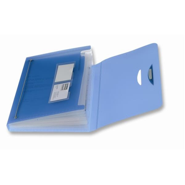 Fellowes Leonardi 40330 Cartella a Soffietto Blu in Polipropilene Traslucido con 12 Scomparti e 24 Etichette