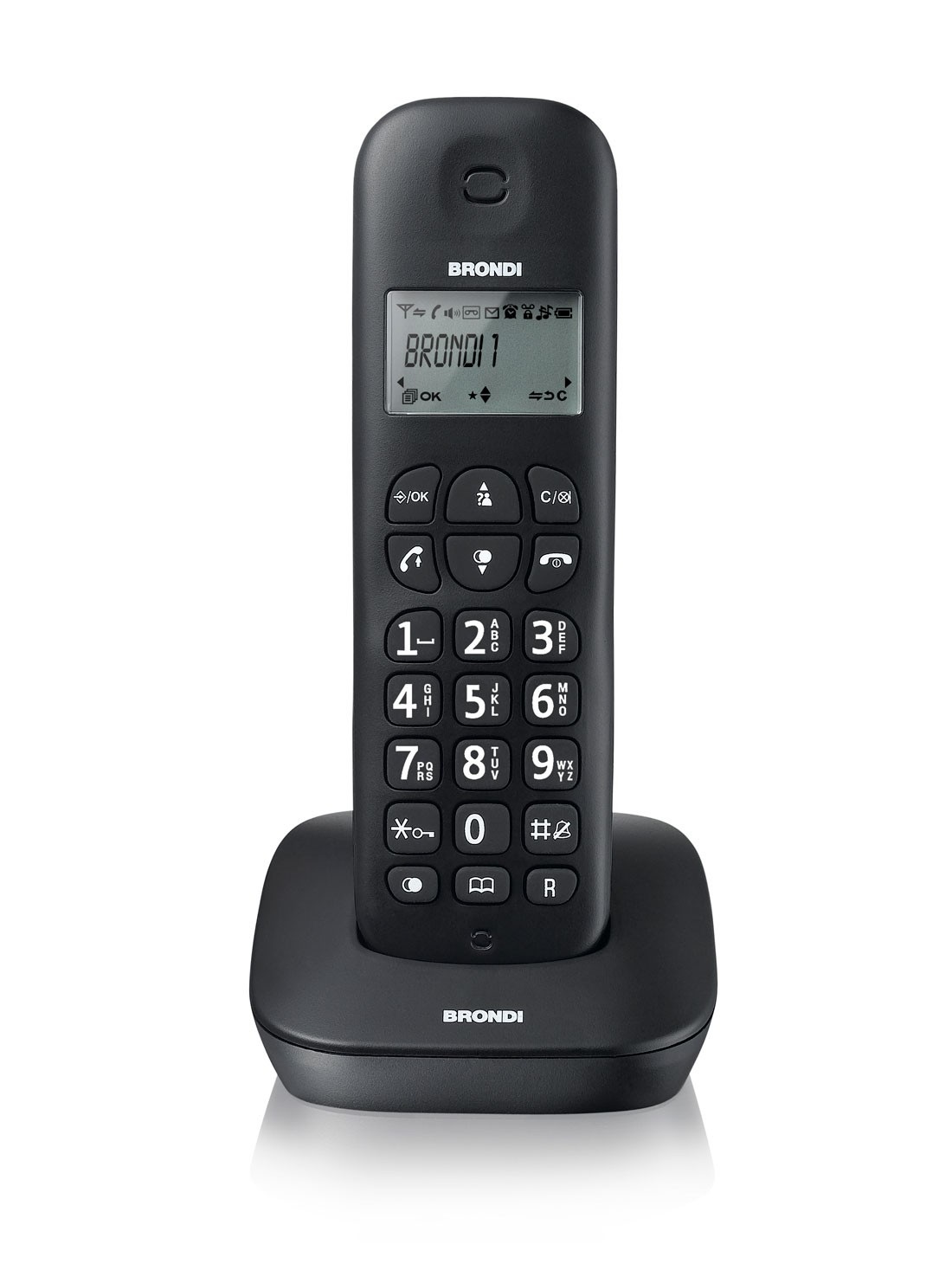 Brondi Gala Telefono Cordless DECT Nero - Identificatore di Chiamata, ECO DECT, Display Illuminato, Rubrica 20 Numeri