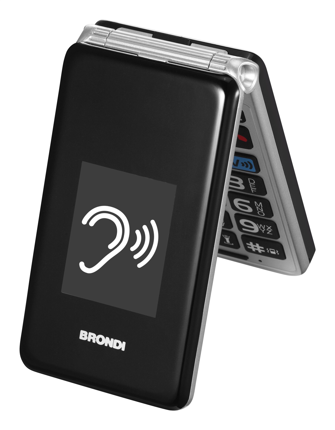 BRONDI Amico Super TV - Telefono Cellulare a Conchiglia per Anziani con Display Ampio, Grandi Tasti e Funzione SOS