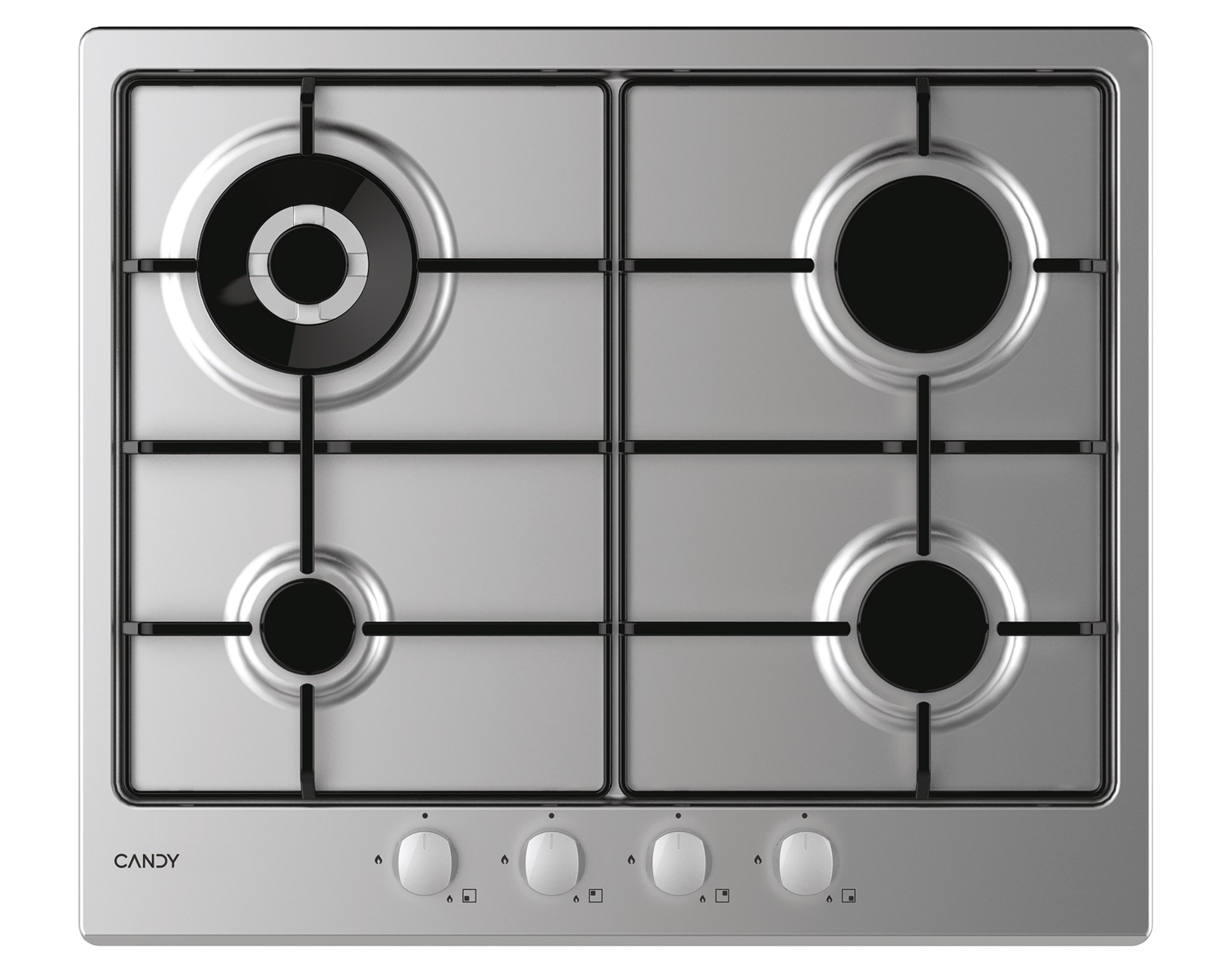 Candy CHW6BR4WX Piano Cottura A Gas Da Incasso 60 cm in Acciaio Inox con 4 Fuochi