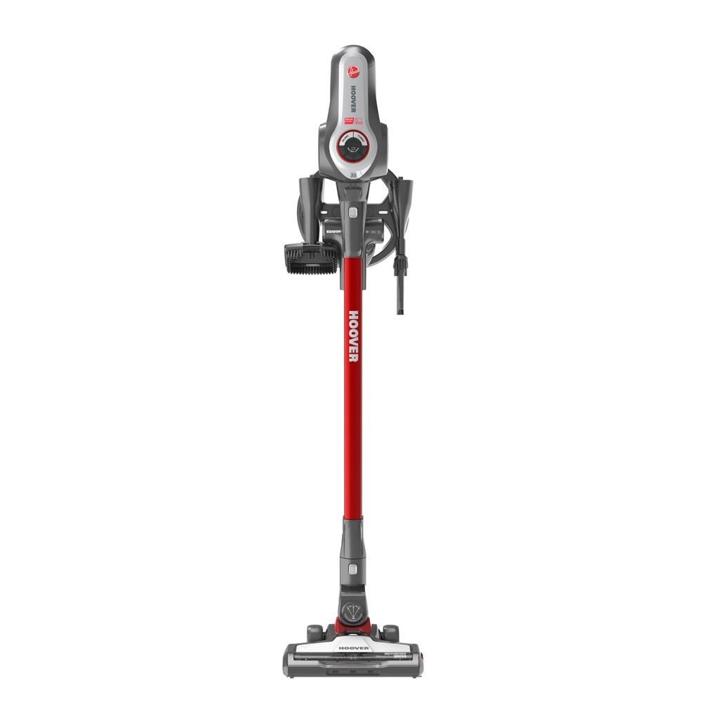 Hoover RA22SE 011 Scopa Elettrica Ricaricabile 2in1 Senza Sacco Colore Nero/Rosso/Titanio con Power Brush e Aspiratore Manuale Rimovibile