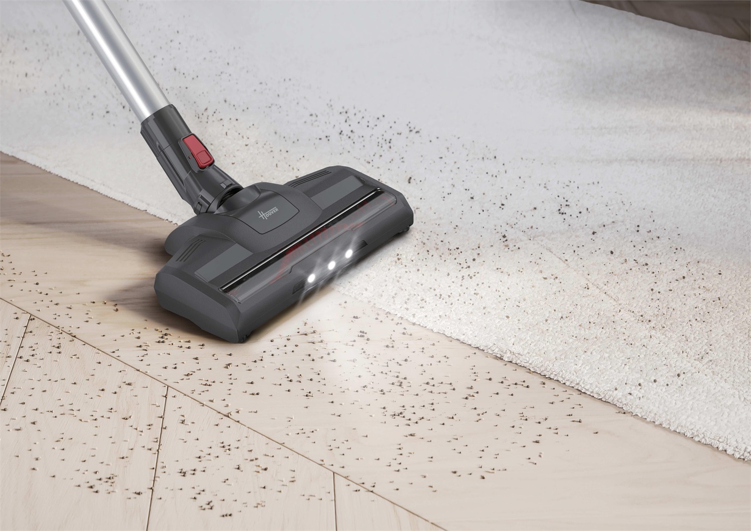 Hoover HF122GPT 011 Aspirapolvere Elettrica Senza Fili, Ciclonico, Senza Sacco, 170W, 0,9 L, Mini Turbo Spazzola, Autonomia 40 Min, Titanio/Rosso
