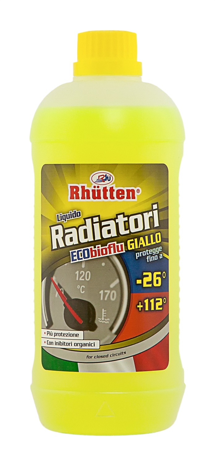 Rhütten Liquido Radiatori Permanente Giallo -26°C 1L con Protezione Alluminio e Additivi Organici