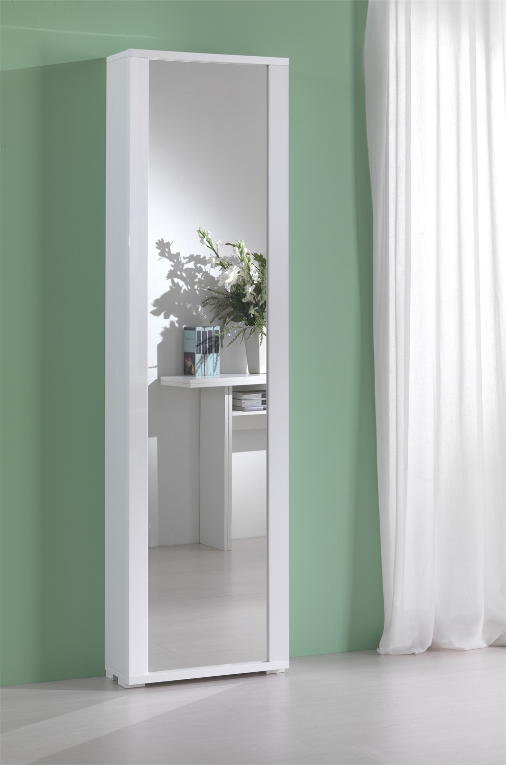 Terraneo Scarpiera a Specchio Bianco - 1 Anta Doppia, 18 Paia, L 50 x H 182 x P 31 cm
