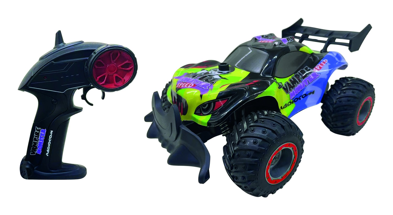 ODS TOYS Auto Radiocomandata Vampire Monster 1:18 - 7 Funzioni, 2 Velocità, 2.4 Ghz, Carica USB, Luci Sottoscocca