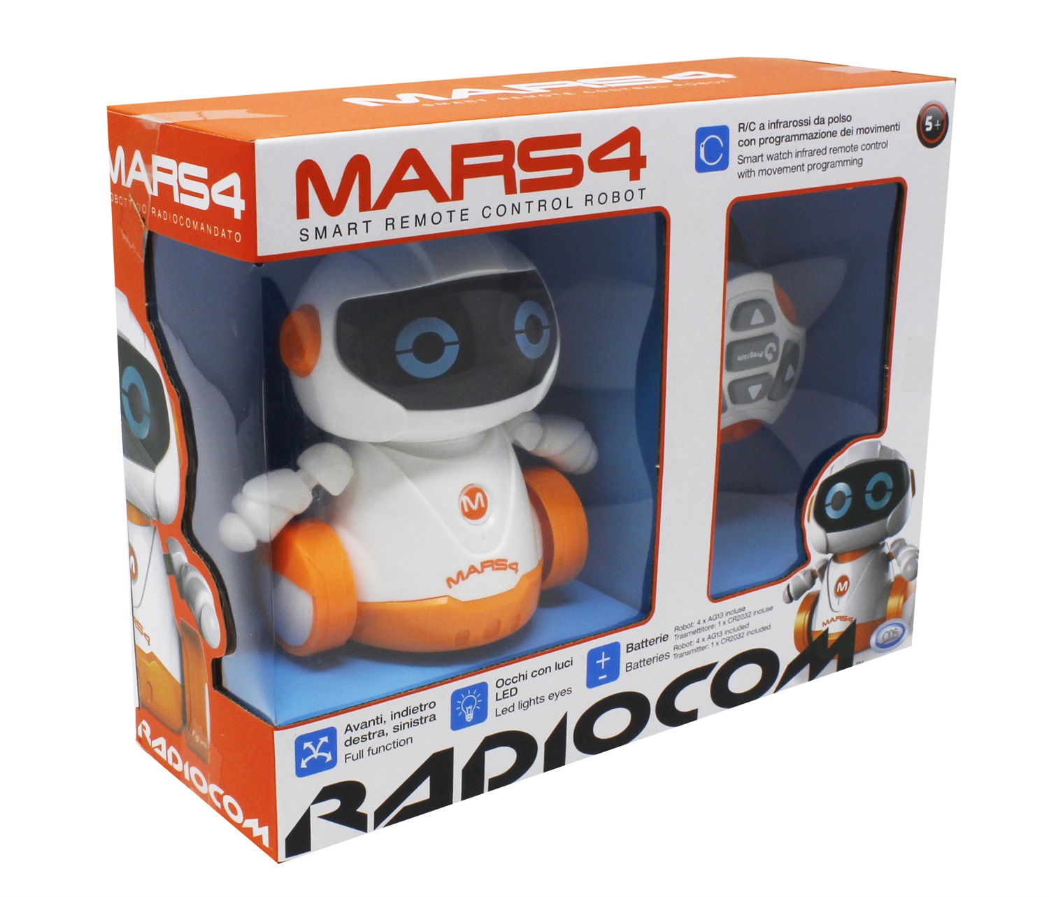 ODS Radiocom Mars 4 - Robot Radiocomandato ad Infrarossi con Controller da Polso a Forma di Orologio, Altezza 10 cm, Età Consigliata 5 Anni