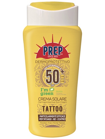 COSWELL SpA Prep Crema Solare Tattoo SPF 50 200 ml - Dermoprotettivo con Defence Complex