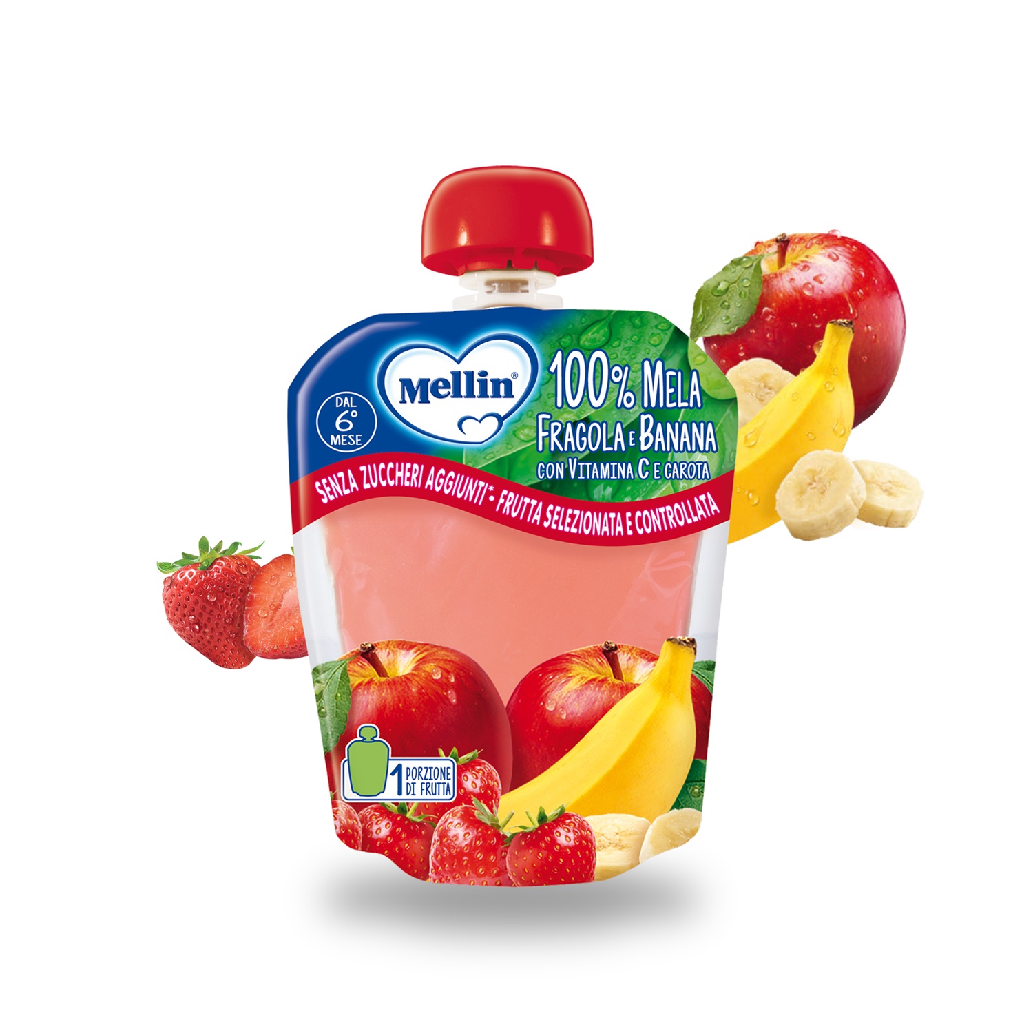 Mellin Pouch Mela Fragola Banana: Confezione 90 gr