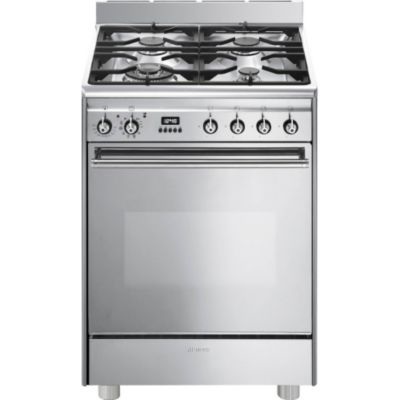 Smeg GP61X9 Cucina da Accosto 60x60 cm con 4 Fuochi a Gas e Forno Elettrico - Estetica Classica in Acciaio Inox Satinato