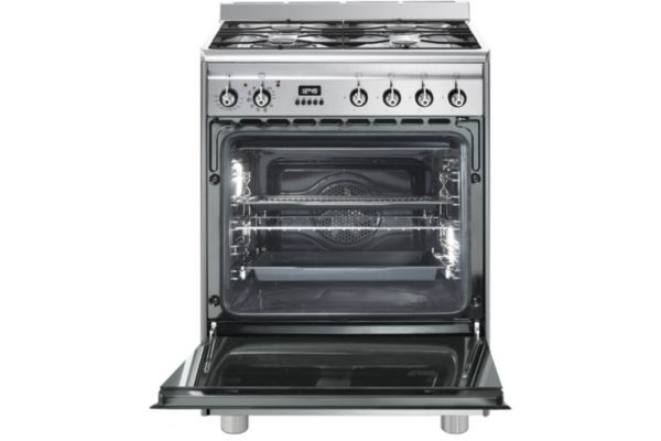 Smeg GP61X9 Cucina da Accosto 60x60 cm con 4 Fuochi a Gas e Forno Elettrico - Estetica Classica in Acciaio Inox Satinato