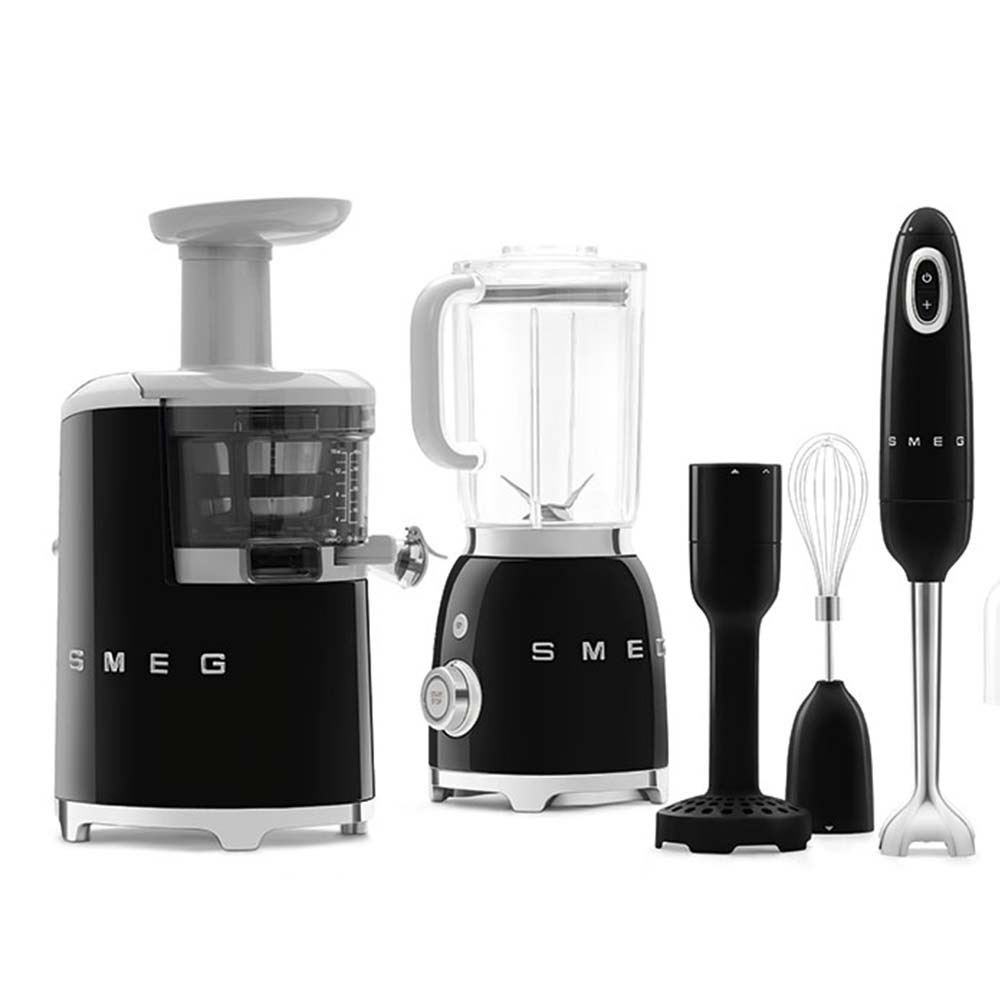 Smeg Frullatore 50's Style BLF01 - Nero Lucido, 800W, 4 Velocità, Funzioni Tritaghiaccio e Smoothie