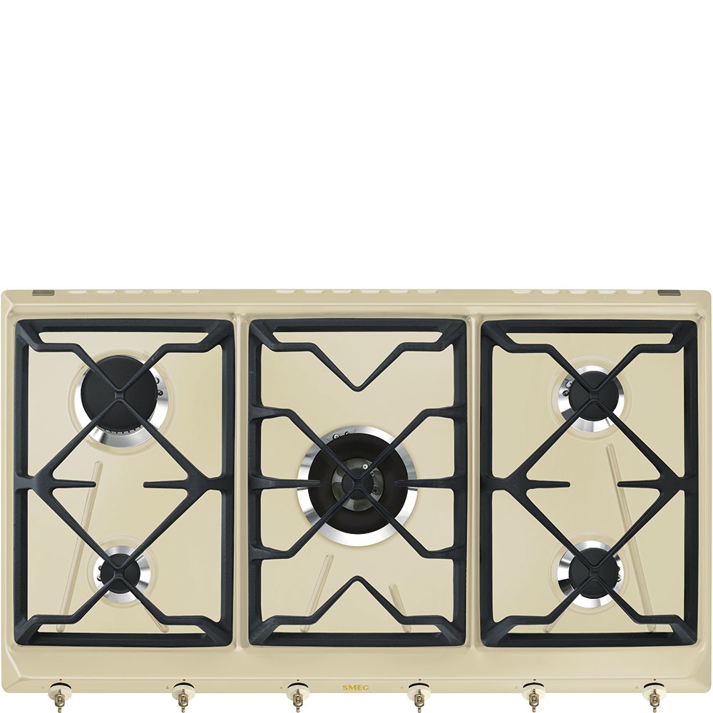 Smeg SRV896POGH Piano Cottura da Incasso 90 cm Gas 5 Fuochi Panna Estetica Coloniale