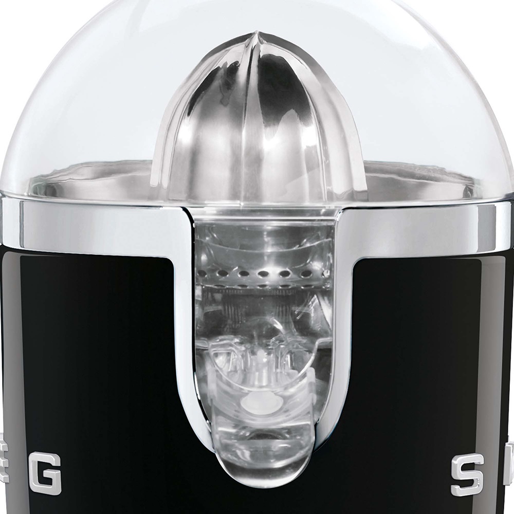 Smeg Spremiagrumi Elettrico 50's Style Nero LUCIDO CJF01BLEU - 70W, Beccuccio Antigoccia, Cono Universale