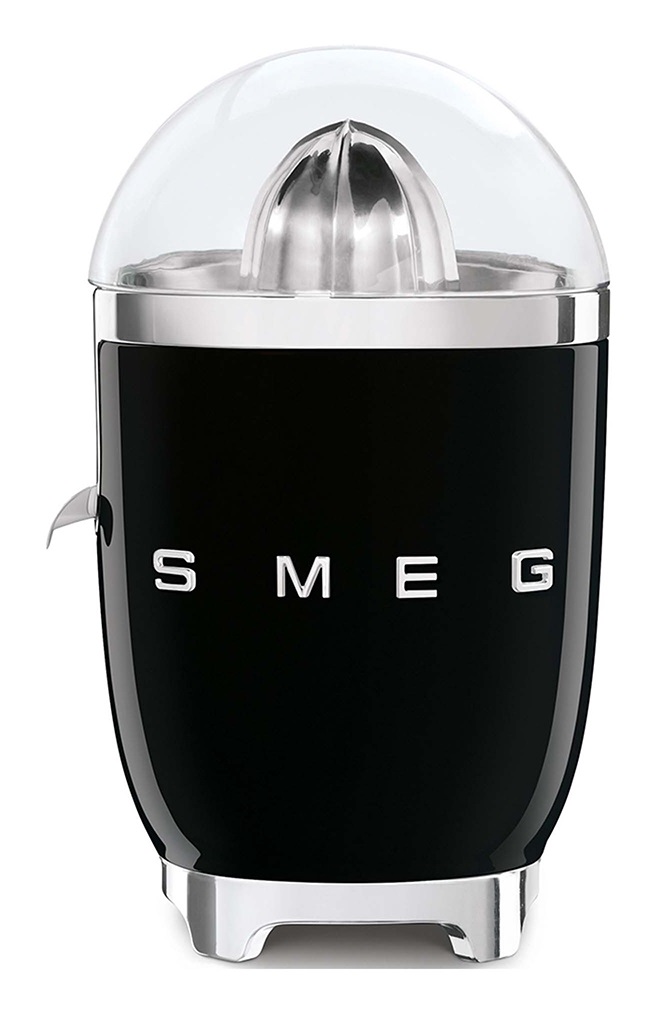Smeg Spremiagrumi Elettrico 50's Style Nero LUCIDO CJF01BLEU - 70W, Beccuccio Antigoccia, Cono Universale