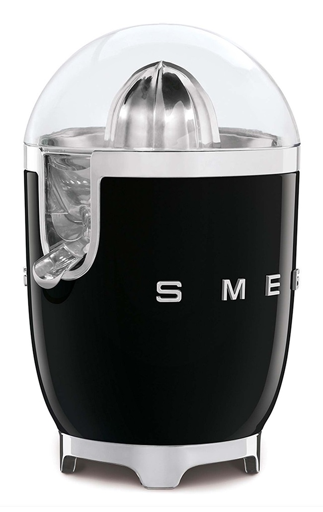 Smeg Spremiagrumi Elettrico 50's Style Nero LUCIDO CJF01BLEU - 70W, Beccuccio Antigoccia, Cono Universale