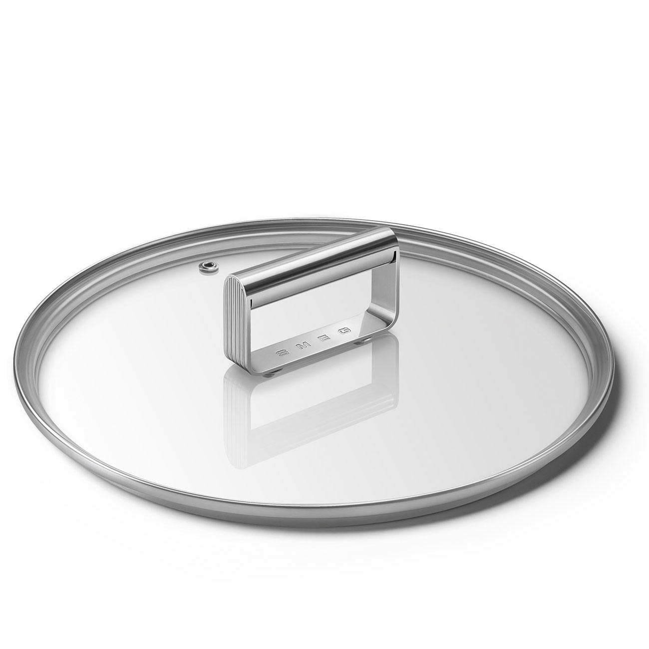 Smeg Coperchio Piatto CKFL2401 in Vetro Temperato, Diametro 24 cm, Manico in Acciaio Inossidabile, Sfiato Vapore