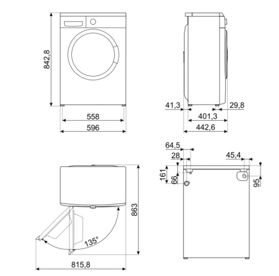 Smeg LBW50CIT Lavatrice Slim 5 kg Caricamento Frontale 1000 Giri/min Bianco