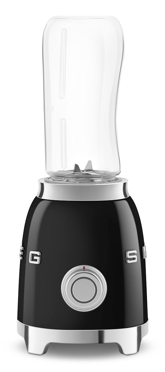 Smeg Frullatore Compatto 50's Style - Nero LUCIDO - PBF01BLEU, 2 Velocità, 2 Bottiglie da 600 ml in Tritan Renew, 300W