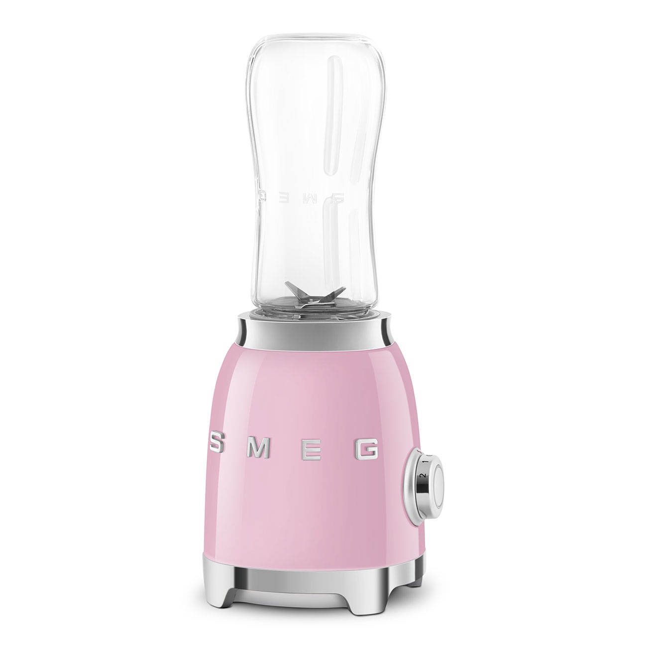 Smeg Frullatore Compatto 50's Style Rosa Lucido PBF01PKEU - 300W, 2 Velocità, 2 Bottiglie da 600ml