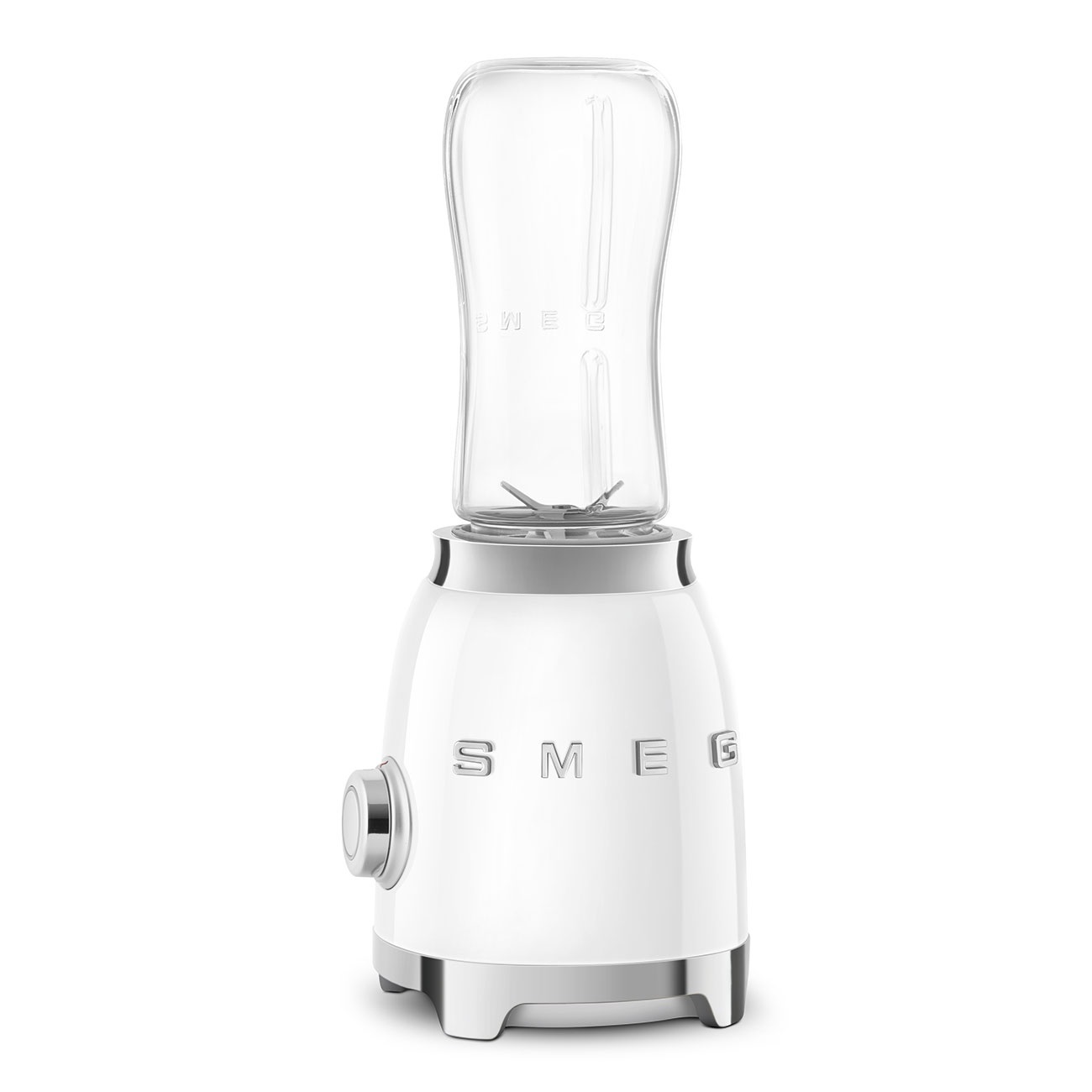 Smeg Frullatore Compatto 50's Style - Bianco Lucido - PBF01WHEU, 300W, 0.6L, 2 Velocità, 2 Bottiglie in Tritan Renew