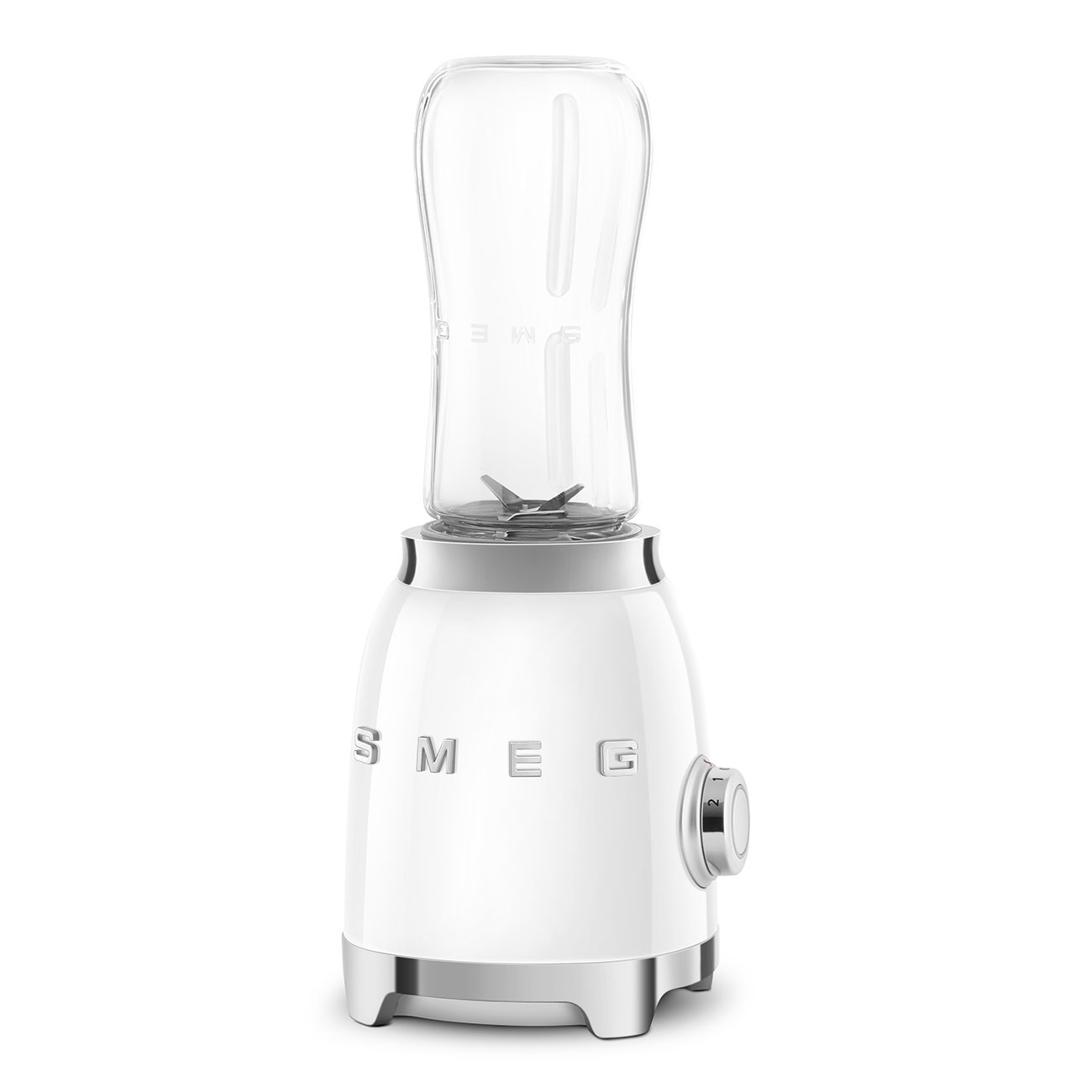 Smeg Frullatore Compatto 50's Style - Bianco Lucido - PBF01WHEU, 300W, 0.6L, 2 Velocità, 2 Bottiglie in Tritan Renew
