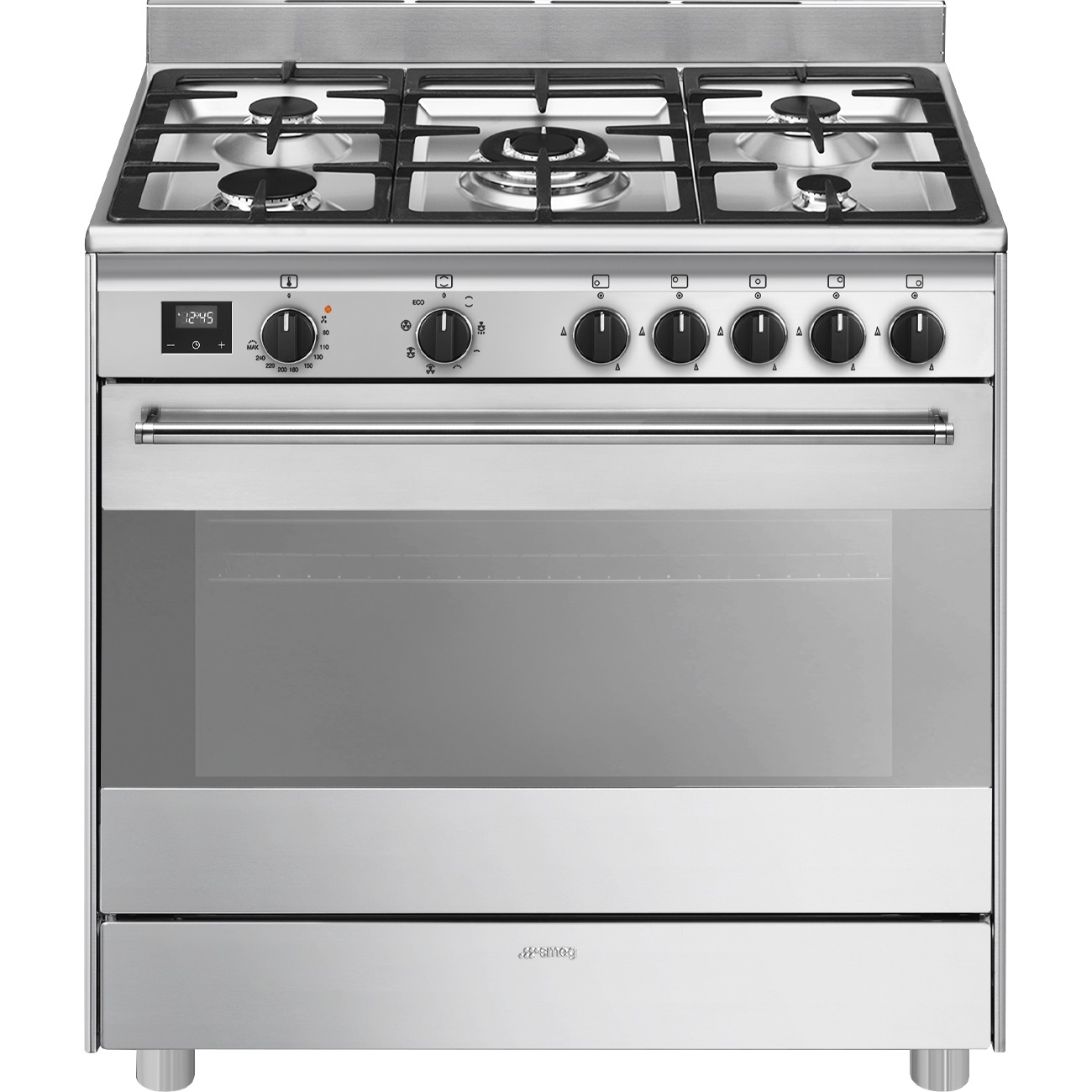 Smeg BG91X2 Cucina a Gas 5 Fuochi con Forno Elettrico Ventilato 90x60 cm Acciaio Inox Classe A