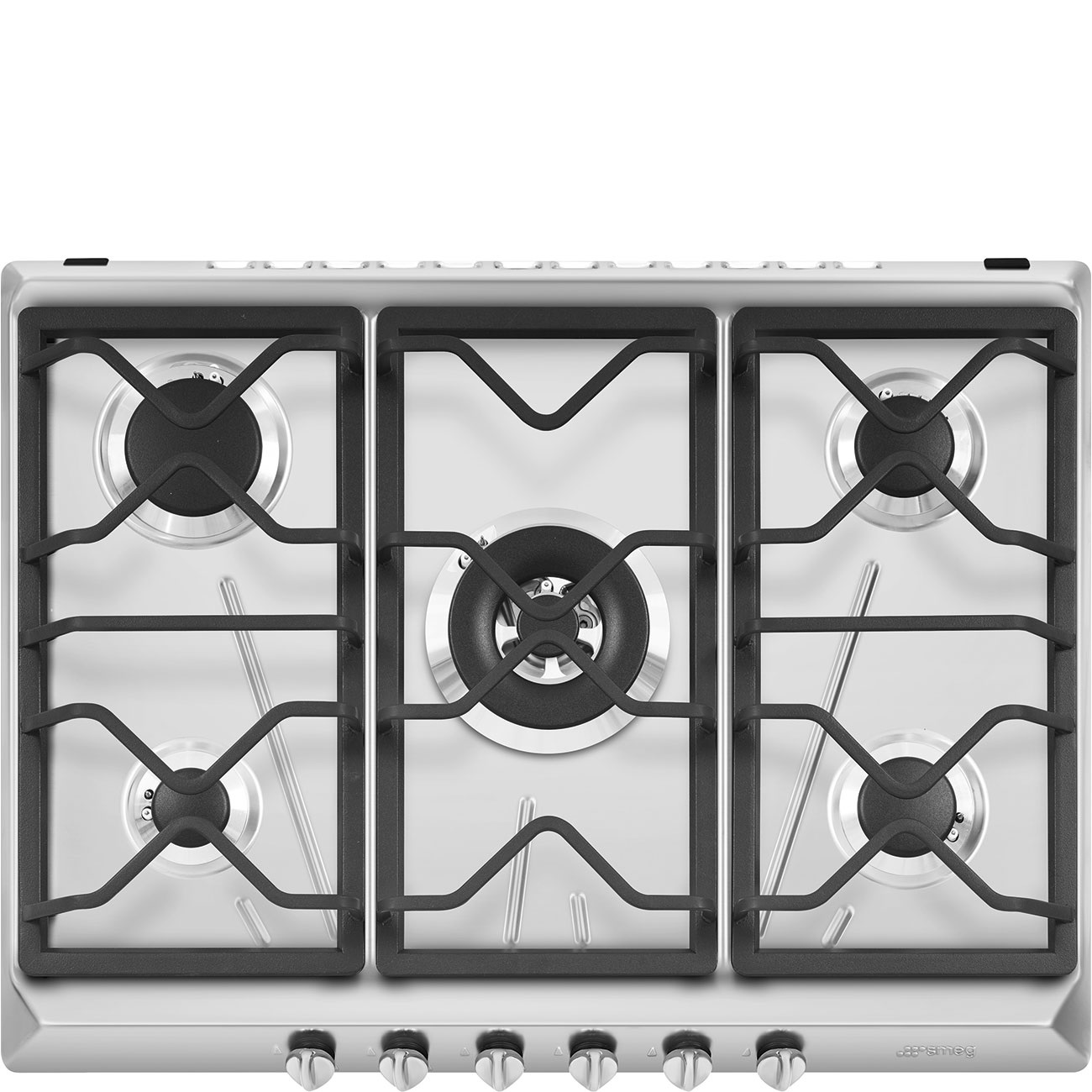 Smeg SRV576O Piano Cottura a Gas 75 cm in Acciaio Inox con 5 Bruciatori Ultrrapid