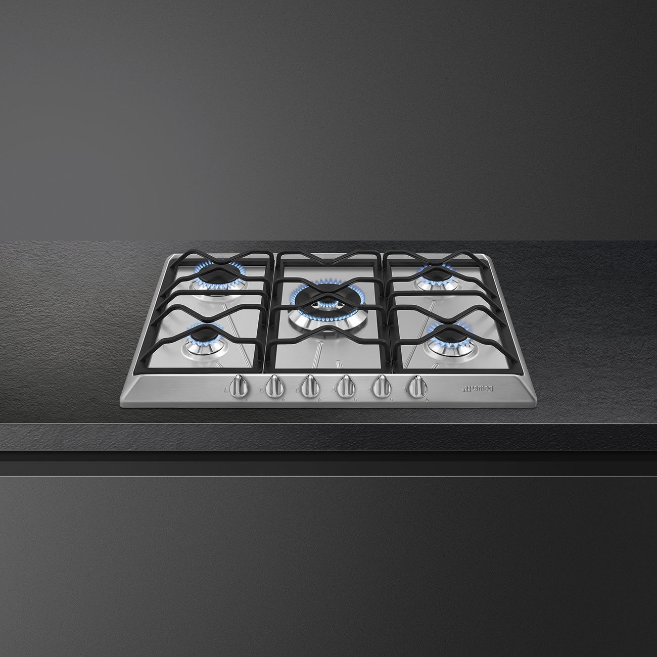 Smeg SRV576O Piano Cottura a Gas 75 cm in Acciaio Inox con 5 Bruciatori Ultrrapid