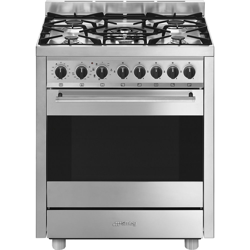 Smeg B71GMX2 Cucina Gas 70 cm Acciaio Inox con Forno Elettrico 70L e 5 Fuochi