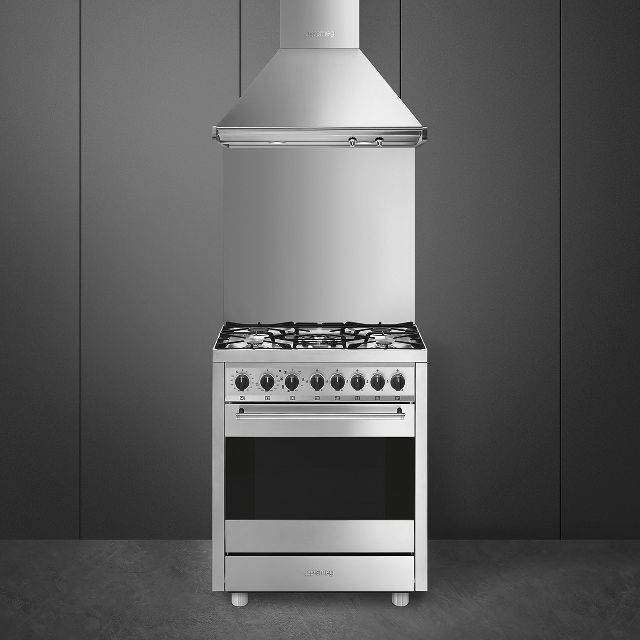Smeg B71GMX2 Cucina Gas 70 cm Acciaio Inox con Forno Elettrico 70L e 5 Fuochi