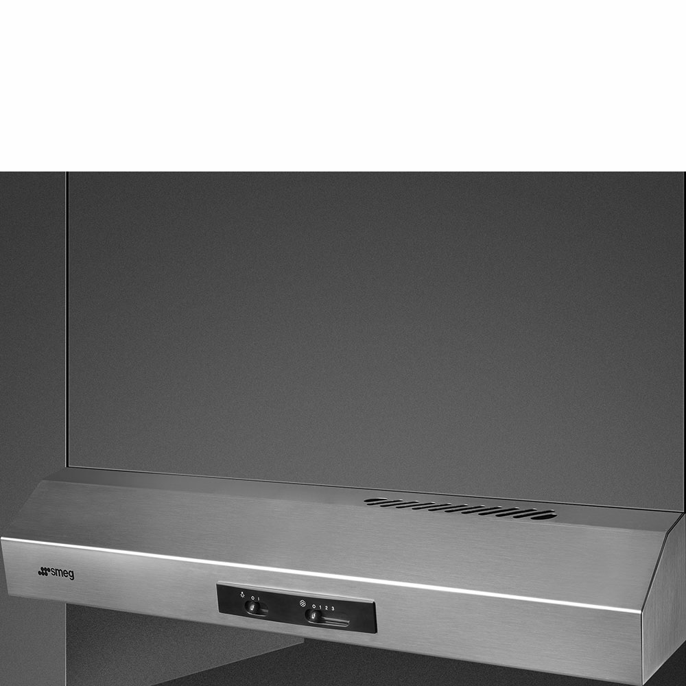 Smeg KTE60E2 Cappa Aspirante Incassata 60 cm in Acciaio Inox - Potenza di Estrazione 282 m³/h, Classe Energetica D, Emissione Acustica 64 dB