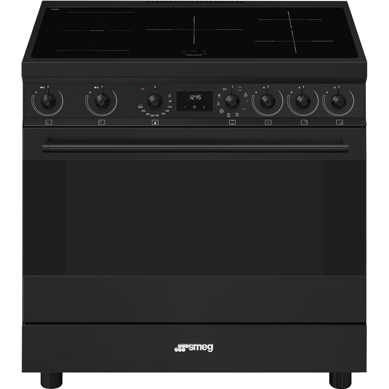 Smeg C9IMN2 Cucina Elettrica Classica 90x60 cm con Piano Cottura a Induzione 5 Zone e Forno Termoventilato Nero