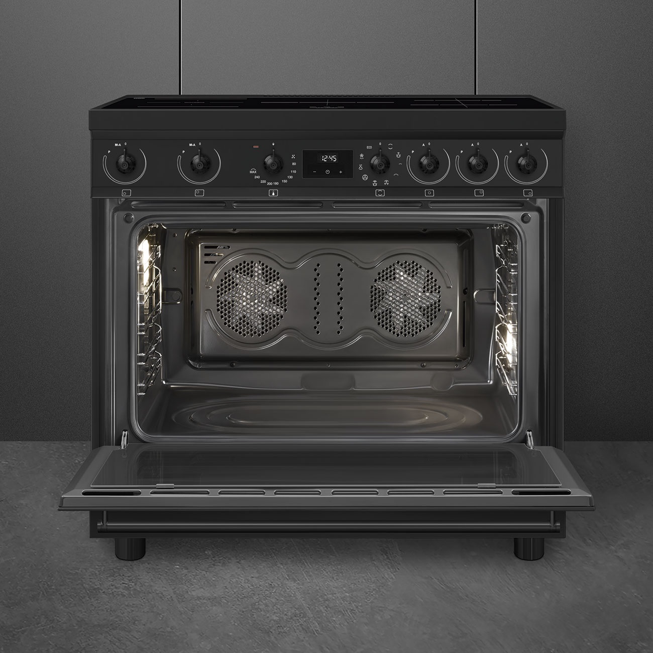 Smeg C9IMN2 Cucina Elettrica Classica 90x60 cm con Piano Cottura a Induzione 5 Zone e Forno Termoventilato Nero