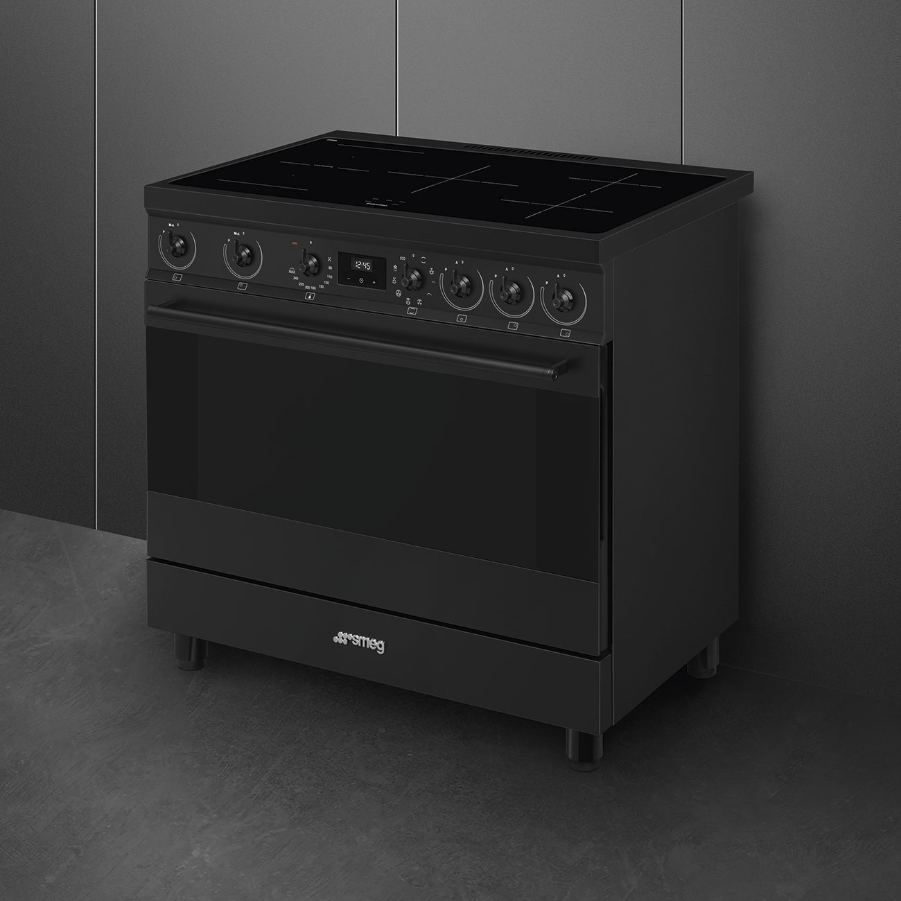 Smeg C9IMN2 Cucina Elettrica Classica 90x60 cm con Piano Cottura a Induzione 5 Zone e Forno Termoventilato Nero