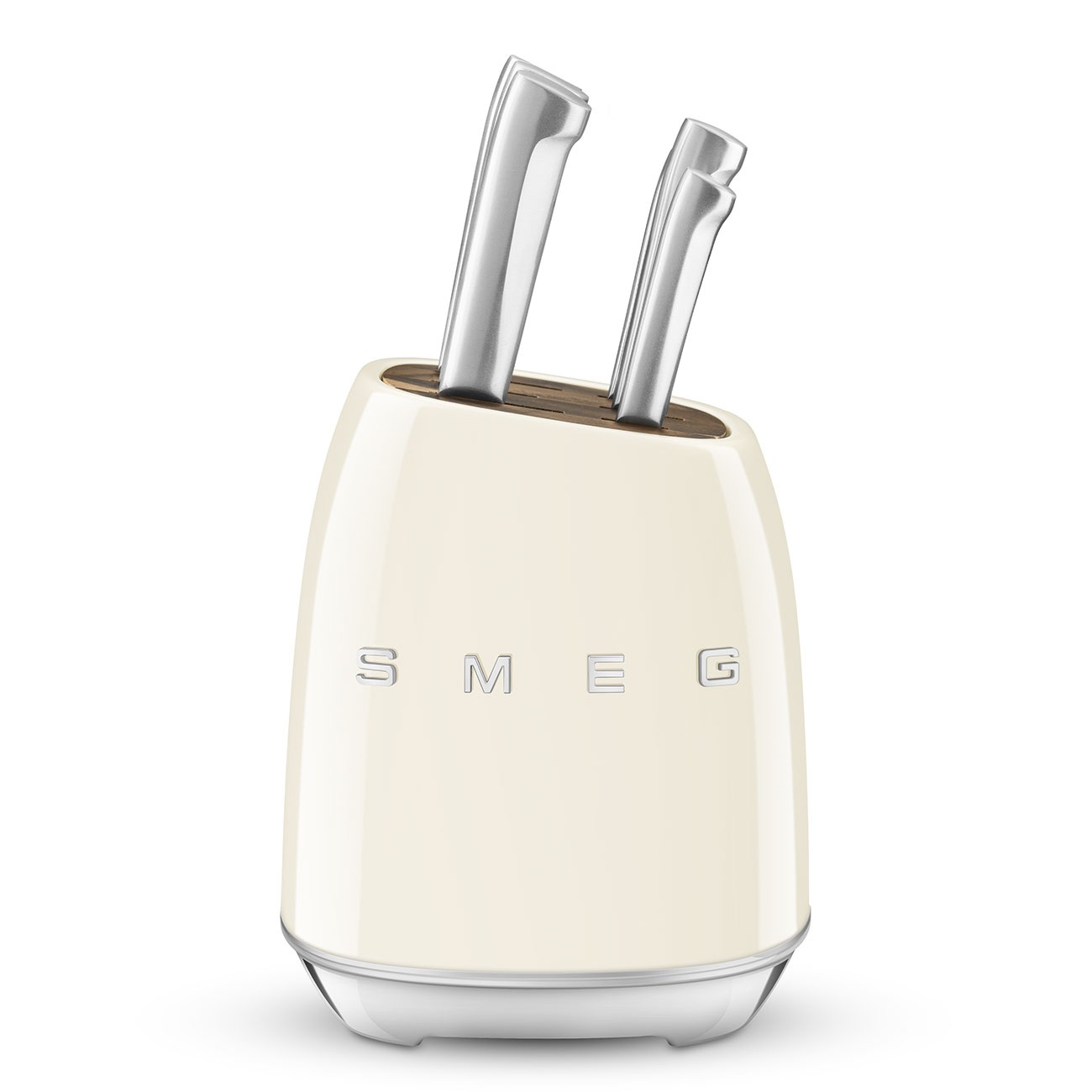 Smeg Ceppo di Coltelli 50's Style con 6 Coltelli in Acciaio Inox - Panna Lucido - KBSF02CR