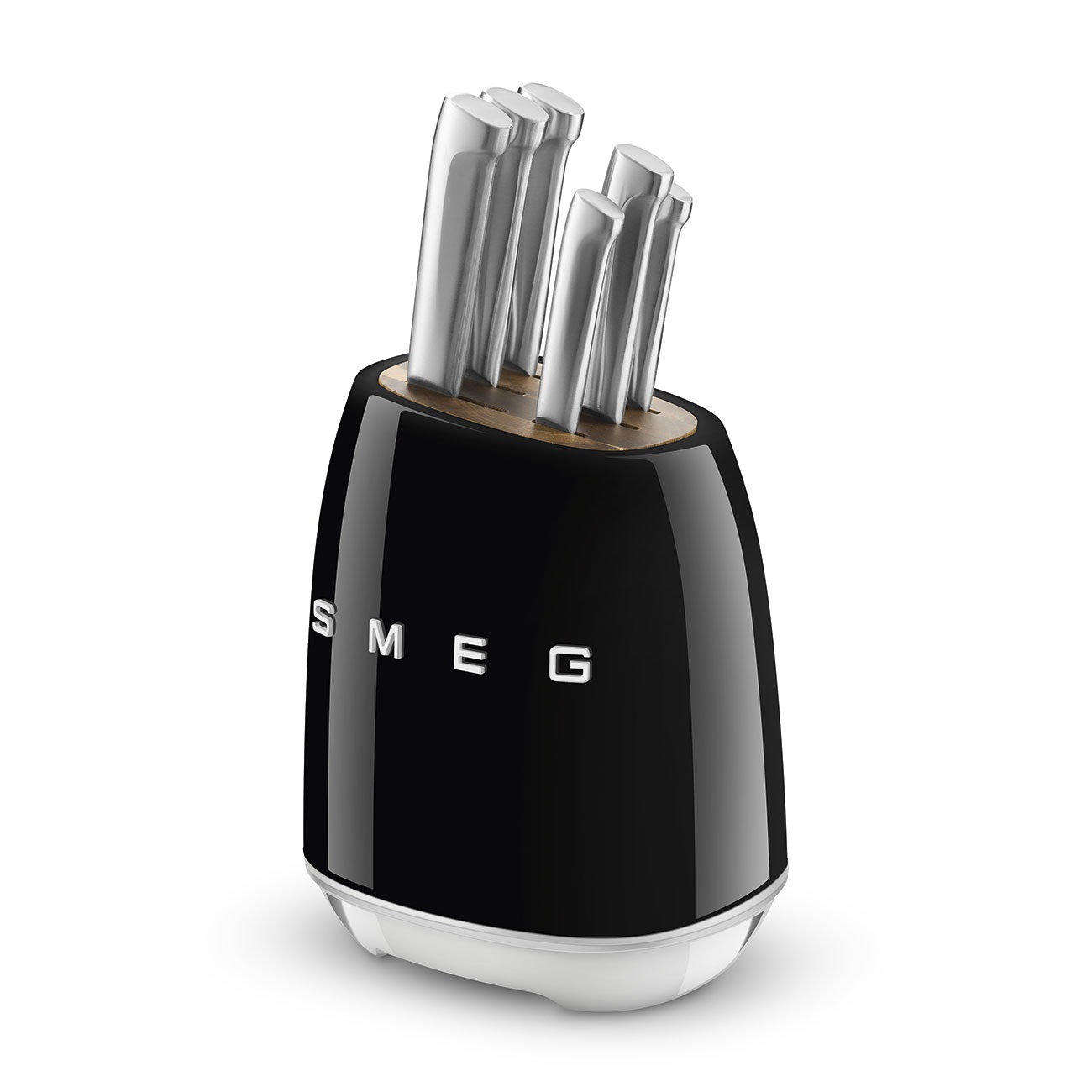 Smeg Ceppo Portacoltelli 50's Style - Nero Lucido KBSF02BL con 6 Coltelli in Acciaio Inox