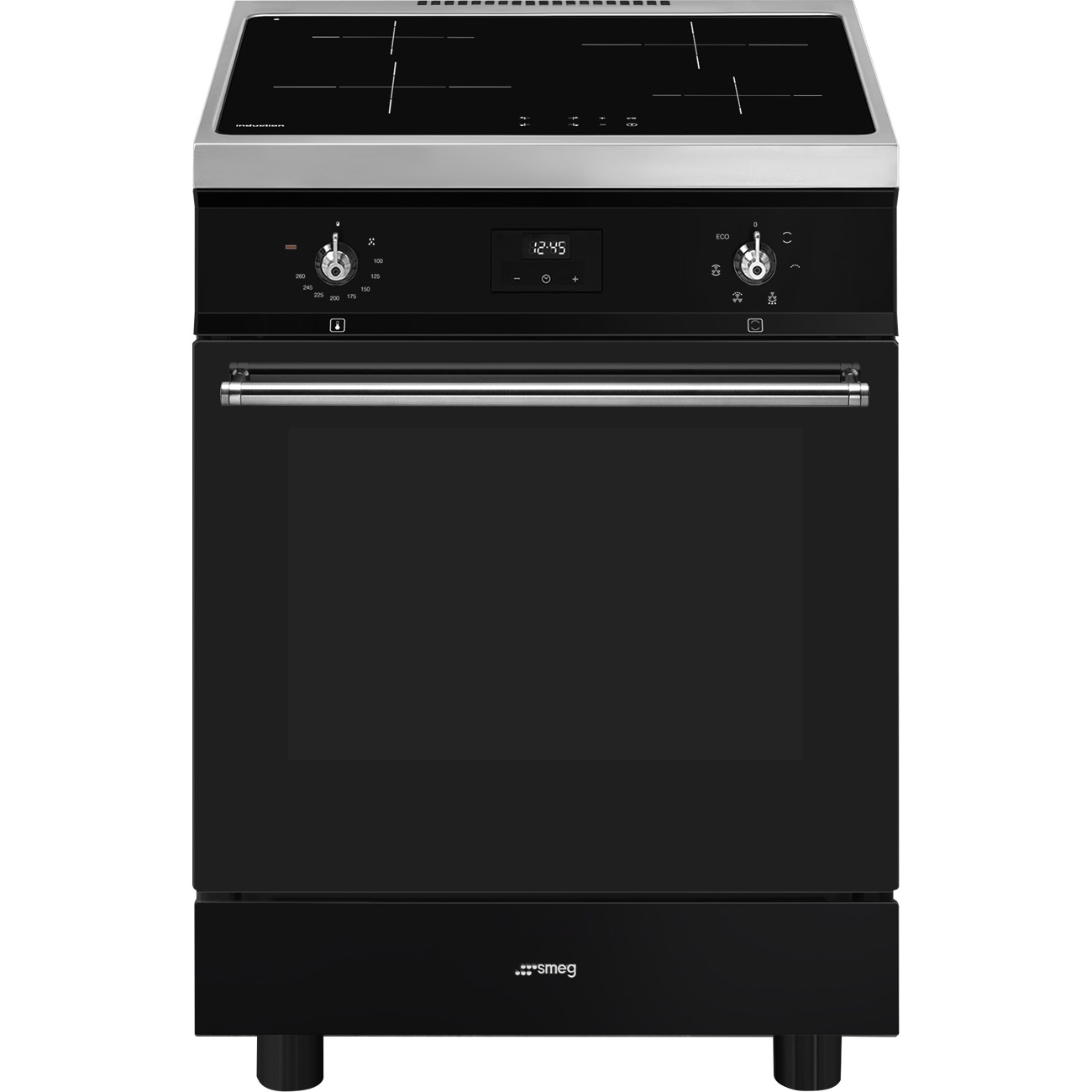 Smeg Symphony C6IMBLT2 Cucina Elettrica con Forno Ventilato e Piano Cottura a Induzione Nero 60x60 cm