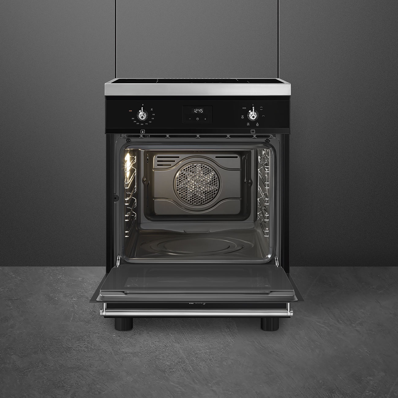 Smeg Symphony C6IMBLT2 Cucina Elettrica con Forno Ventilato e Piano Cottura a Induzione Nero 60x60 cm