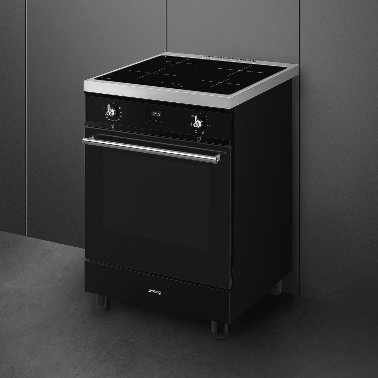 Smeg Symphony C6IMBLT2 Cucina Elettrica con Forno Ventilato e Piano Cottura a Induzione Nero 60x60 cm