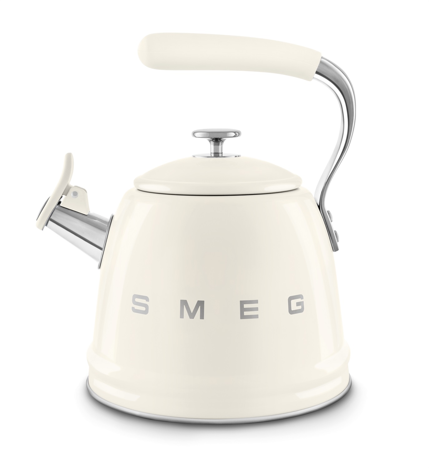 Smeg Bollitore a Fischio 50's Style Panna Lucido WKF01CR - Capacità 2,3L, Acciaio Inox, Compatibile Induzione