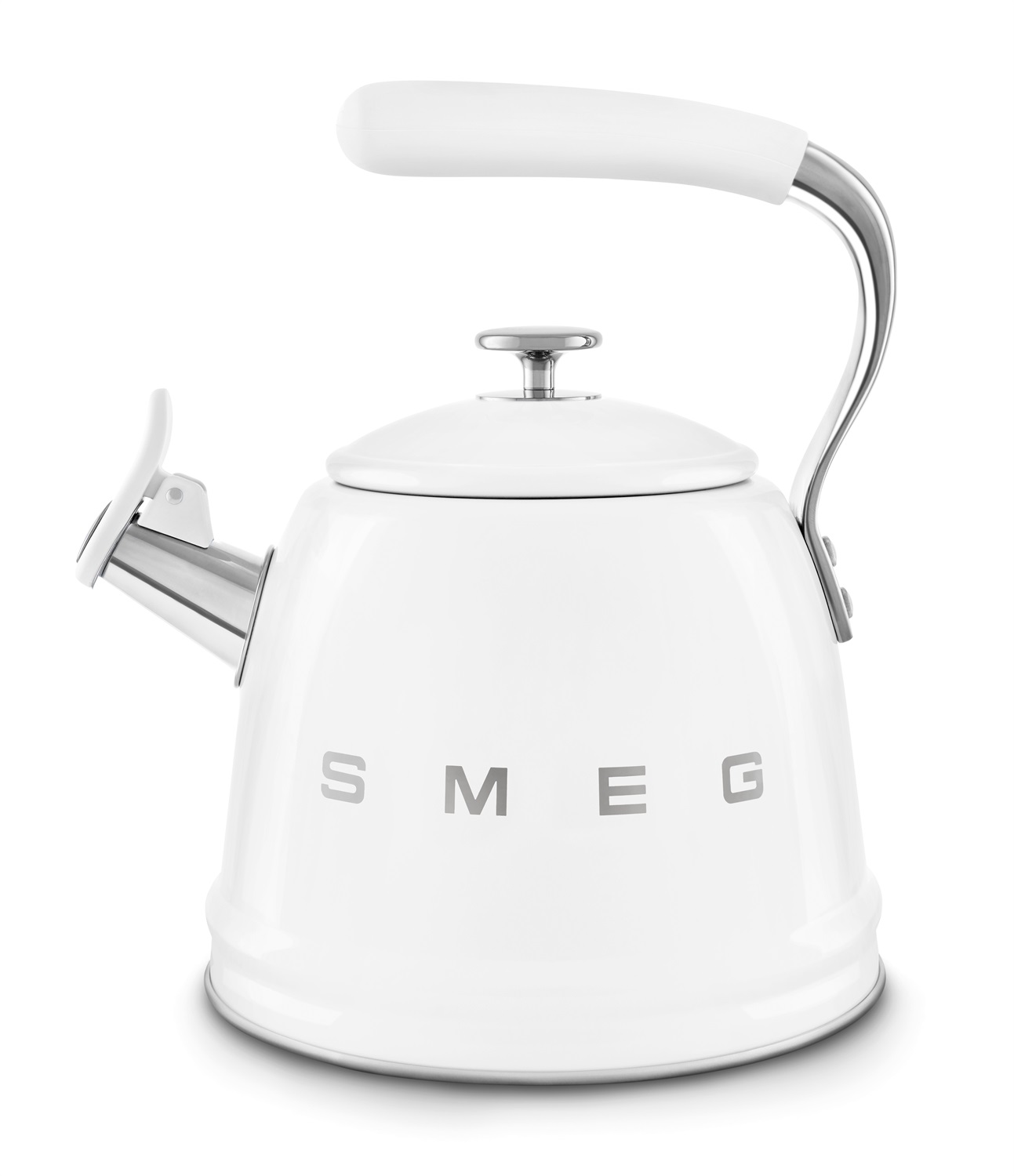 Smeg Bollitore con Fischio 50's Style - Bianco Lucido - WKF01WH, Capacità 2,3L, Acciaio Inox, Compatibile con Induzione