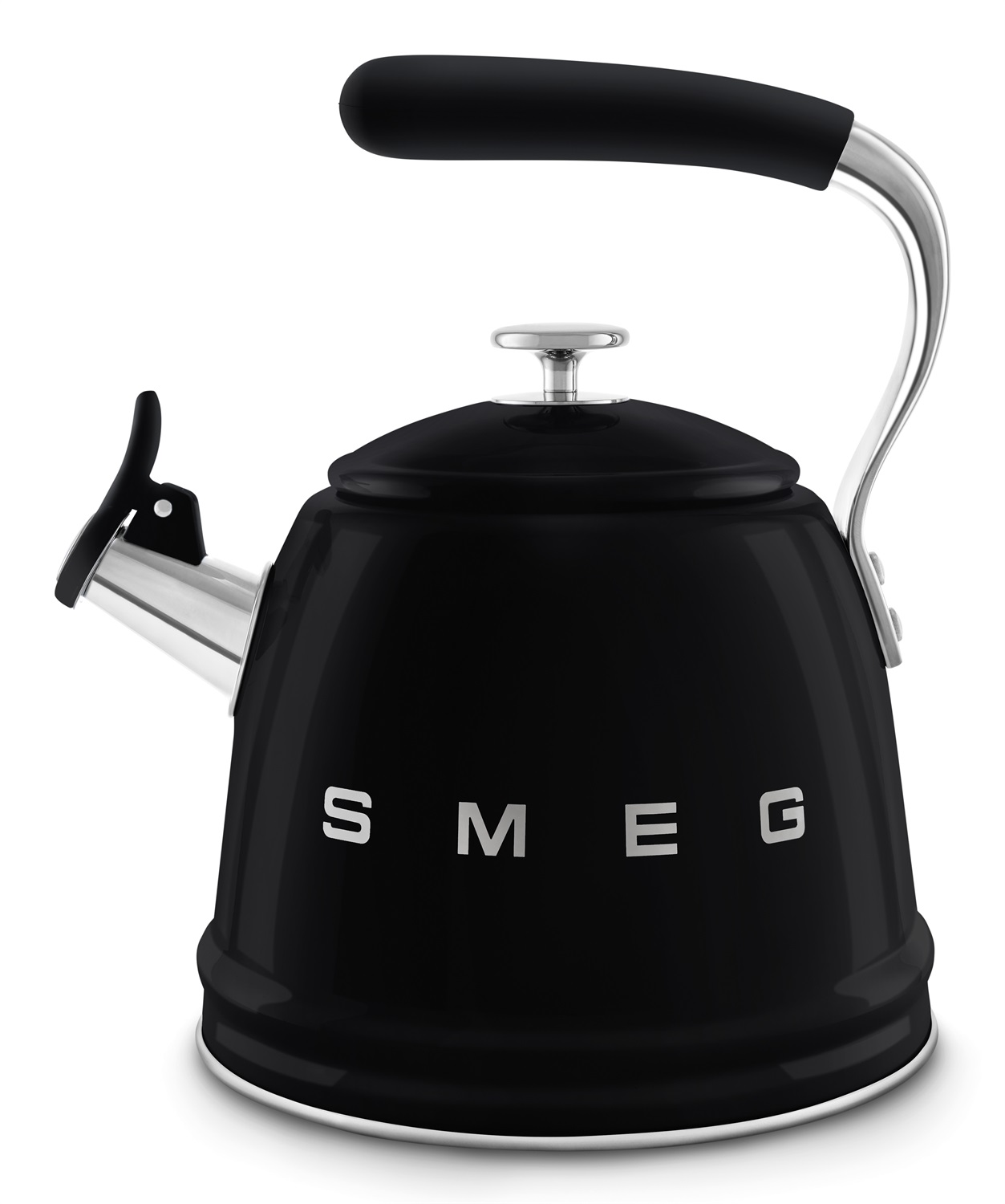 Smeg Bollitore con Fischio 50's Style - Nero Lucido - WKF01BL, Capacità 2,3L, Acciaio Inox, Compatibile Induzione
