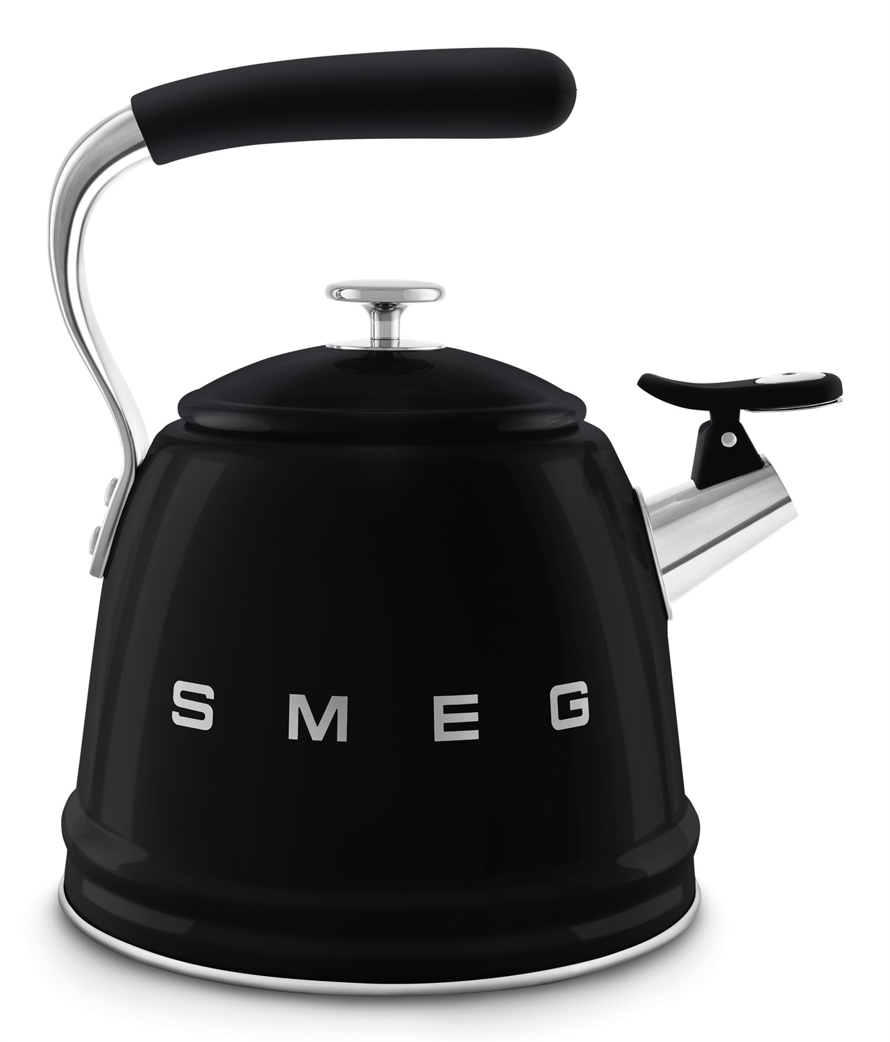 Smeg Bollitore con Fischio 50's Style - Nero Lucido - WKF01BL, Capacità 2,3L, Acciaio Inox, Compatibile Induzione
