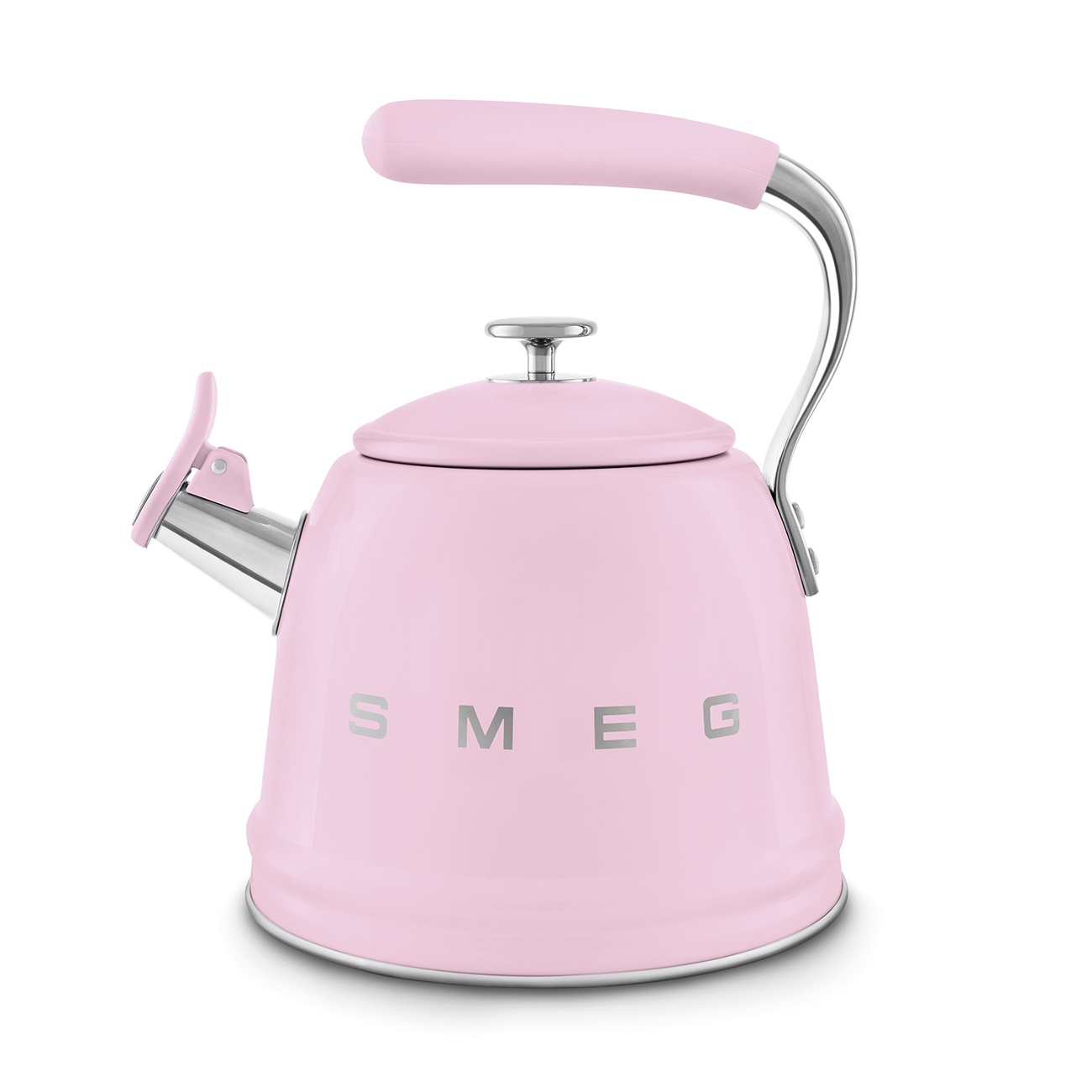 Smeg Bollitore con Fischio 50's Style - Rosa LUCIDO - WKF01PK, Capacità 2,3L, Acciaio Inox, Coperchio Removibile