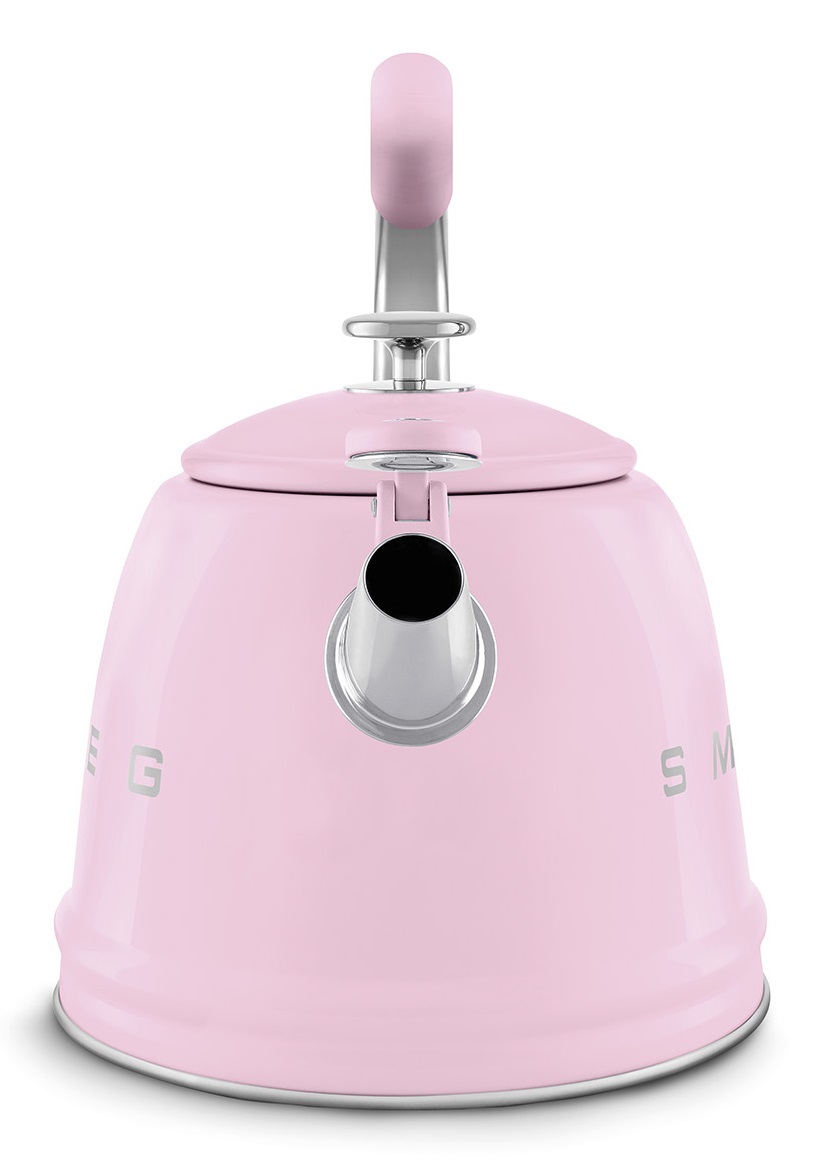 Smeg Bollitore con Fischio 50's Style - Rosa LUCIDO - WKF01PK, Capacità 2,3L, Acciaio Inox, Coperchio Removibile