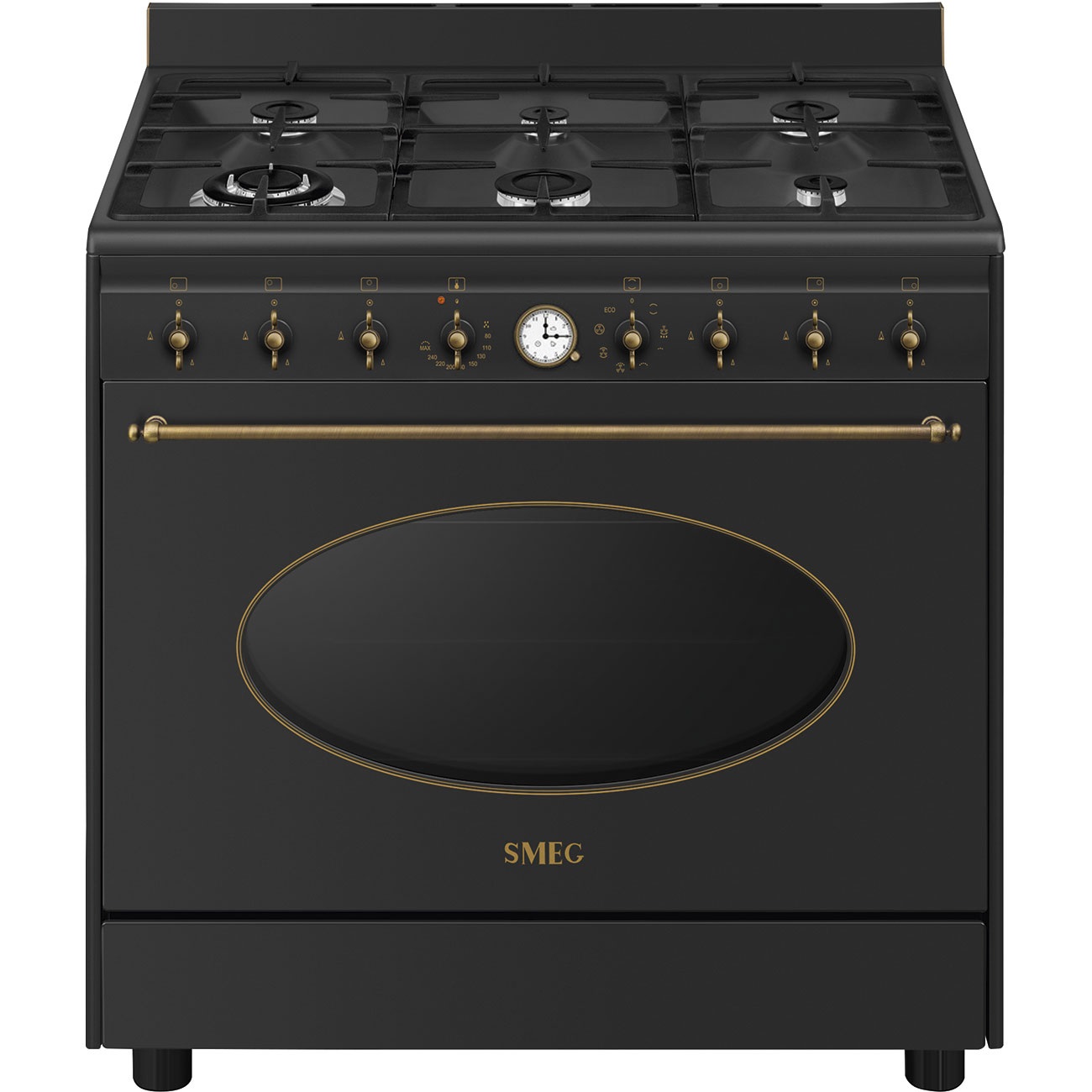 Smeg CO90GMAN2 Cucina freestanding Antracite con forno elettrico e piano cottura a gas 90x60 cm