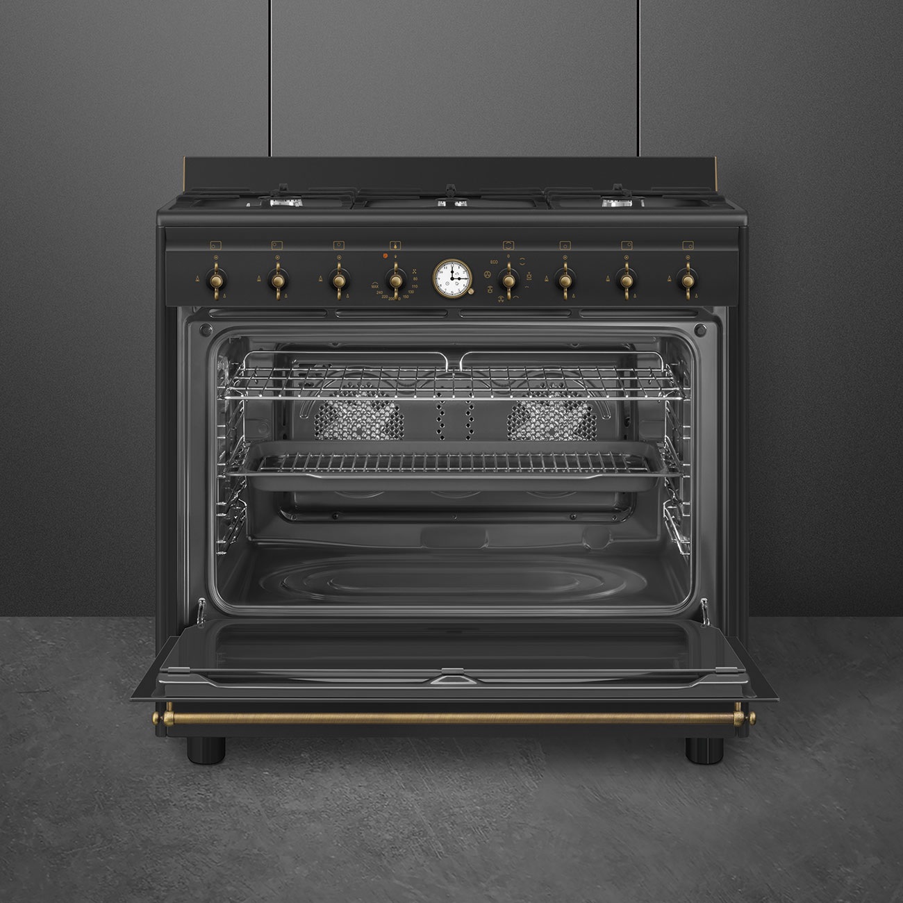 Smeg CO90GMAN2 Cucina freestanding Antracite con forno elettrico e piano cottura a gas 90x60 cm