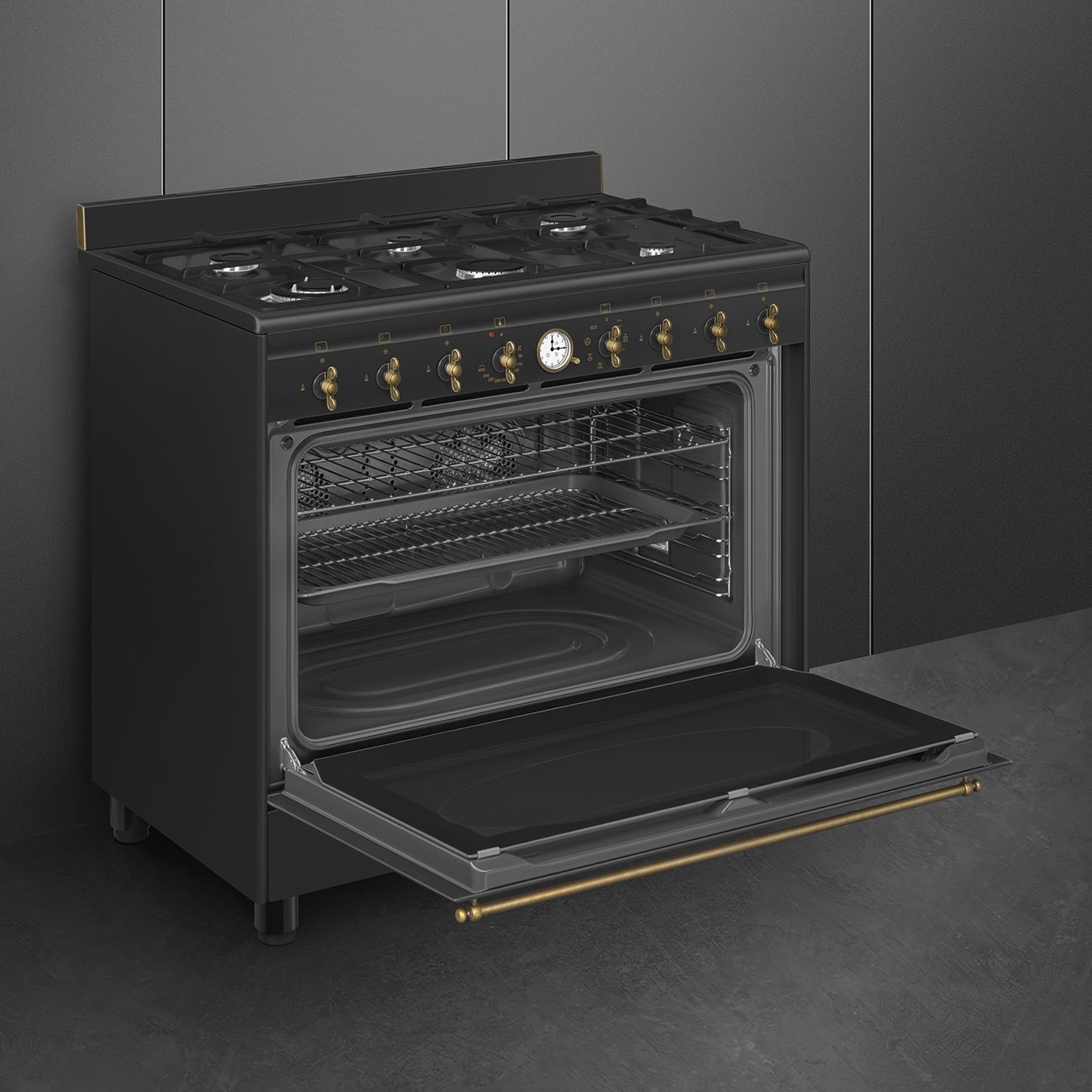 Smeg CO90GMAN2 Cucina freestanding Antracite con forno elettrico e piano cottura a gas 90x60 cm