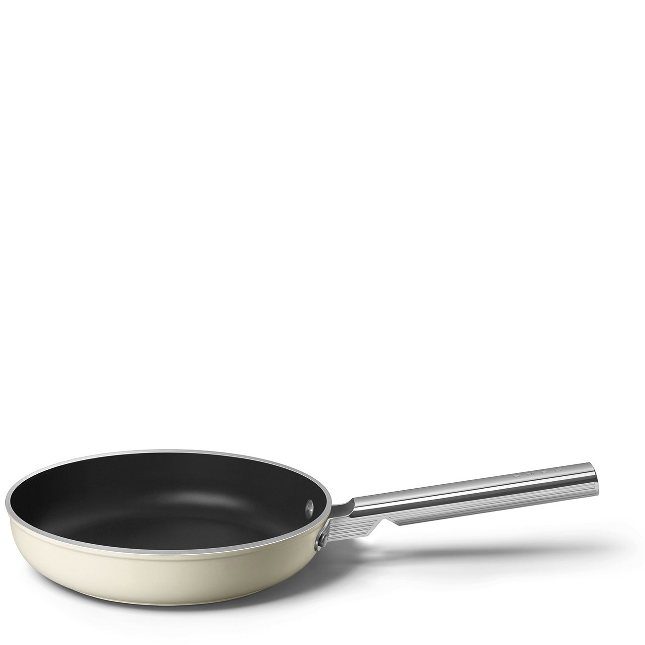 Smeg Padella Antiaderente 50's Style, Ø 24 cm, Rivestimento Ceramico senza PFAS, Manico in Acciaio Inox, Capacità 1,5 L, Panna Opaco