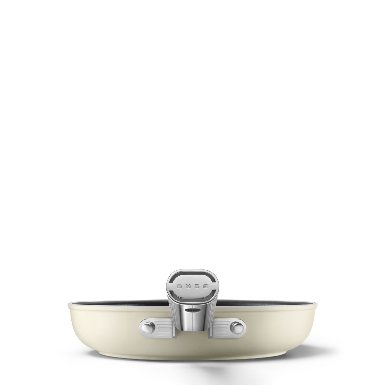 Smeg Padella Antiaderente 50's Style, Ø 24 cm, Rivestimento Ceramico senza PFAS, Manico in Acciaio Inox, Capacità 1,5 L, Panna Opaco